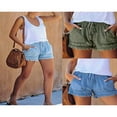 thumbnail image 5 of Womens Washed Denim Shorts Casual Drawstring Elastic Waist Frayed Hem Loose Short Jeans, 5 of 5