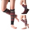 thumbnail image 2 of Women Striped Knitted Leg Warmers Winter Footless Knee High Fashion Boot Socks, 2 of 8
