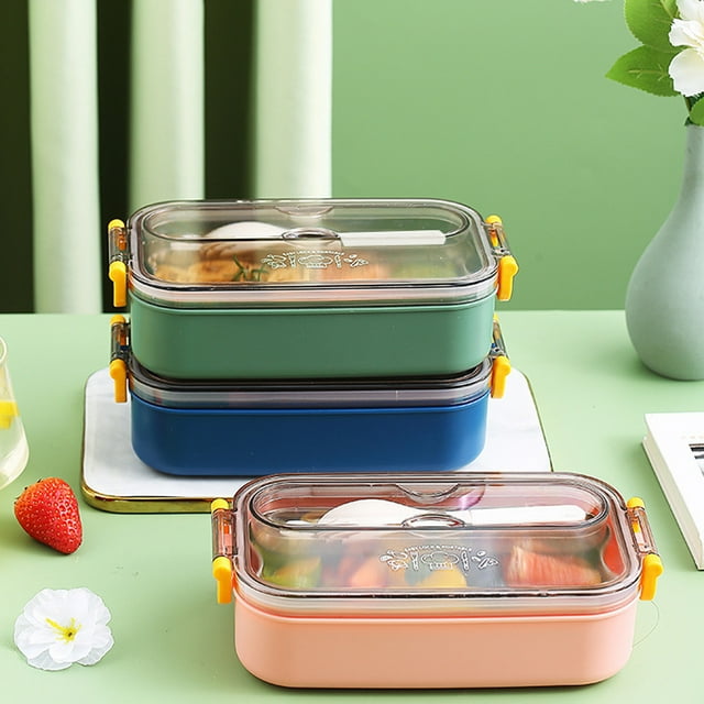 SSZMDLB à Moins de 5 $ 2 Pcs Boîte à Lunch, Boîte à Lunch Étanche, Boîte Bento avec Doublure en Acier Inoxydable, Contenant de Préparation de Repas à Compartiments Multiples, Compatible Micro-Ondes, pour Enfants Adultes, École Bureau, Pique-Nique, Voyage