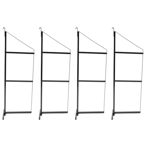 Kojem 4 Pack of 3 Tier Shipping Container Shelving Bracket 18" x 60" Universal for Heavy Duty Trailer Containers Cargo Shelf Hang & Hook Shelf Brackets Black