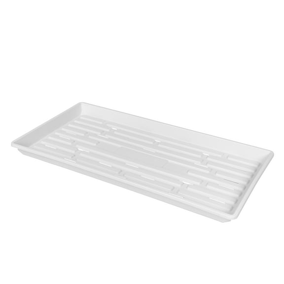 SUNPACK 10” x 20” Heavy Duty Shallow Plastic Seed Starting Tray, White, 1" - Lined with Drainage Holes for Excess Water, Ideal for Greenhouses or Indoor Gardening