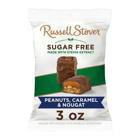 RUSSELL STOVER Sugar Free Caramel Chocolate Candy, 3 oz. bag (≈ 6 pieces)