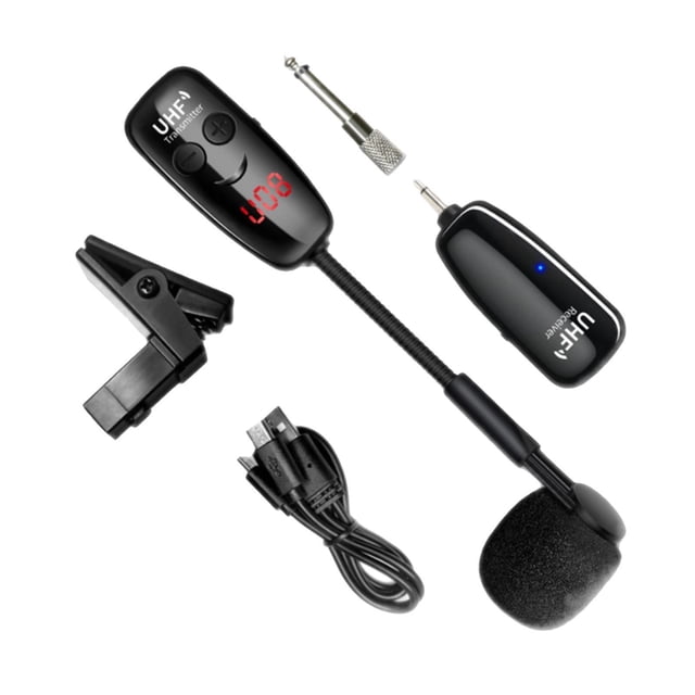 Methold Micrófono profesional UHF con pantalla Micrófono inalámbrico Alcance de 160 pies Cables de audio/vídeo