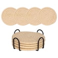 thumbnail image 1 of 4Pcs Coaster With Metal Holder, Drink Coasters With Holder, Cotton Woven Absorbent Coasters for Drinks, Minimalist Home Decor Coaster Set for Wooden Tabletop Protection Table, H, 1 of 6