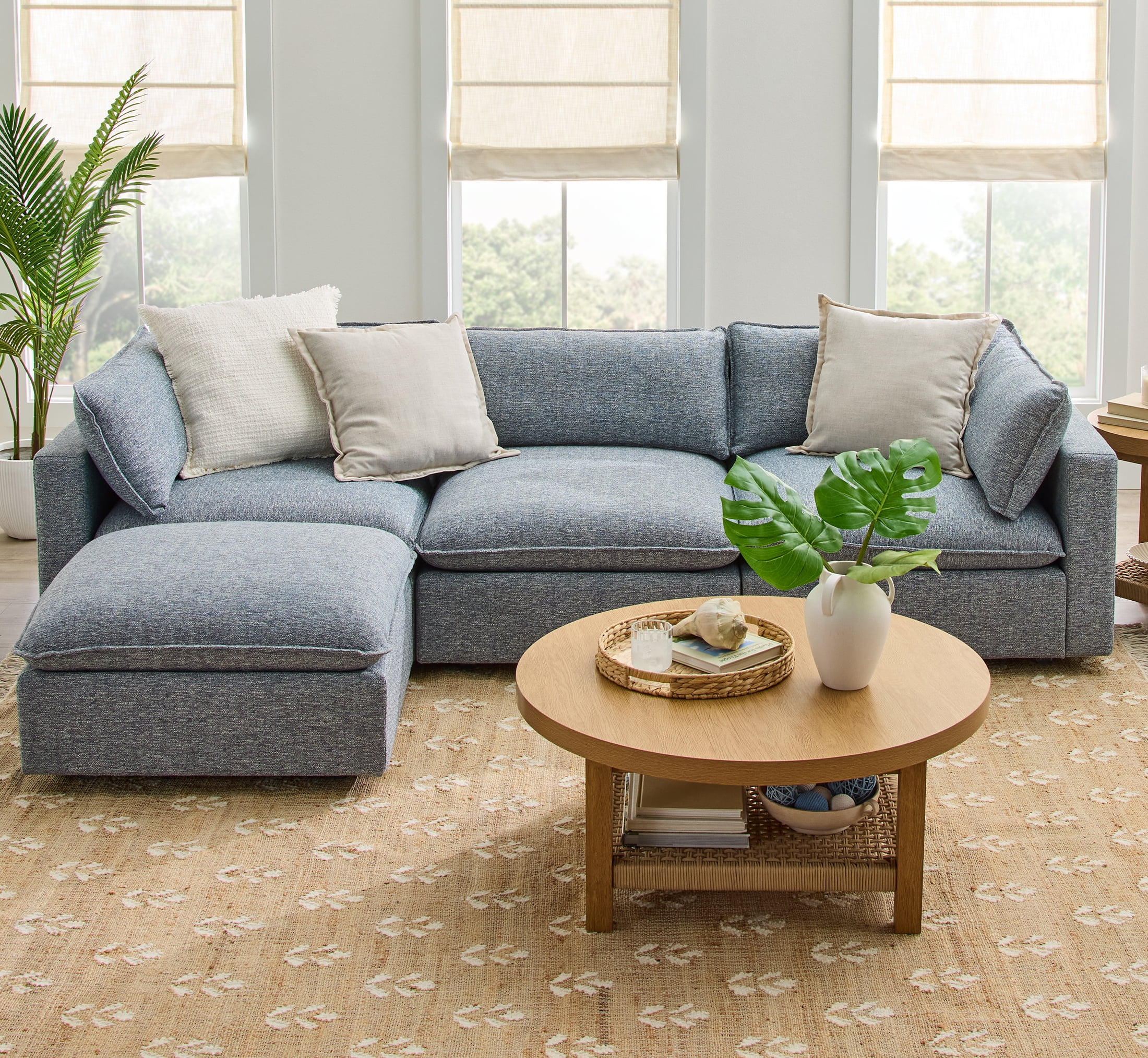 Better Homes & Gardens Weston 107.5" Cloud Modular Sectional Sofa, Blue