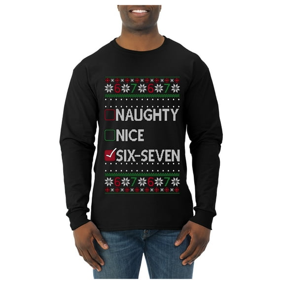 Wild Bobby Naughty Nice 6 7 Checklist Christmas Sweater | Funny Holiday Men Long Sleeve Shirt