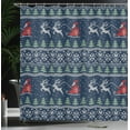 thumbnail image 3 of Ambesonne Christmas Shower Curtain, Santa and Reindeer Nordic, 69"Wx84"L, Dark Blue Vermilion and Green, 3 of 4