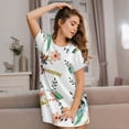 thumbnail image 3 of Wukai Pretty Floral With Leaves Print Women's Loose Short Sleeve Nightgown, Soft Sleep Dress for Comfortable Relaxation, Casual Lounge Wear, 3 of 6