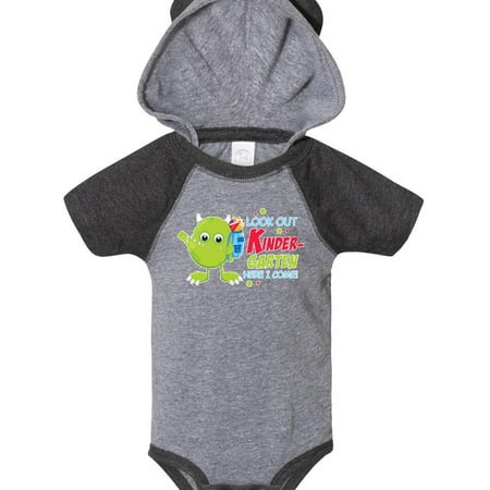 

Inktastic Look out Kindergarten Here I Come with Cute Green Monster Gift Baby Boy or Baby Girl Bodysuit