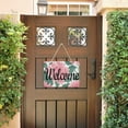 thumbnail image 4 of Pink Flower with Green Leaves Welcome Sign for Front Door Porch Wreath Door Sign Home Decoration Rustic Farmhouse Style, 4 of 5
