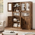 thumbnail image 5 of GAOMON 67" Tall Kitchen Pantry Storage Cabinet with Glass Doors, Adjustable Shelves, Drawer, Freestanding Tall Cabinet for Bathroom, Modern Cupboard for Dining Room, Living Room, Rustic Brown, 5 of 8