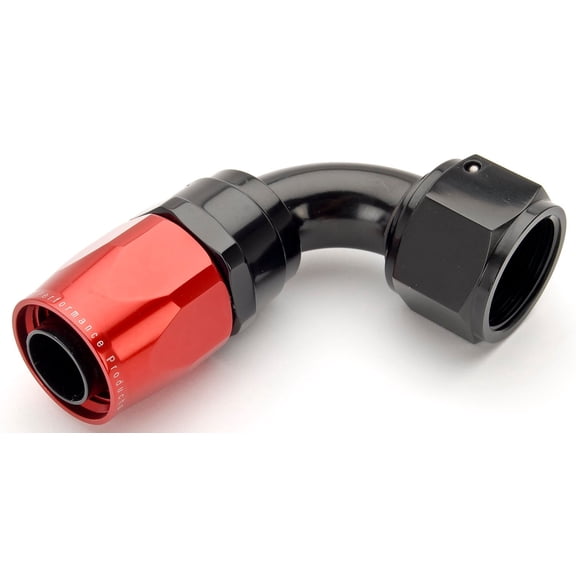 JEGS Red/Black 90° Max Flow Swivel Hose End -12AN