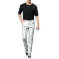 thumbnail image 2 of INSPIRE CHIC Men's Pants Faux Leather Slim Fit Zip-Fly Solid Pants 34 Silver, 2 of 6