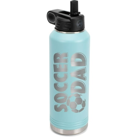 

Elanze Designs Soccer Dad Teal 40 Ounce Stainless Steel Water Bottle with Straw