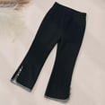 thumbnail image 3 of SonxaHe Little Girl Pants Winter Warm Elastic Waist Flare Leg Trousers Side Child Soft Comfy Corduroy Pants Black,Sized 5-6, 3 of 3