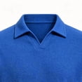 thumbnail image 4 of Hngshg Knitted Tops for Men Thermal Lapel V Neck Pullover Sweaters Breathable Long Sleeve Solid Color Clothes, 4 of 6