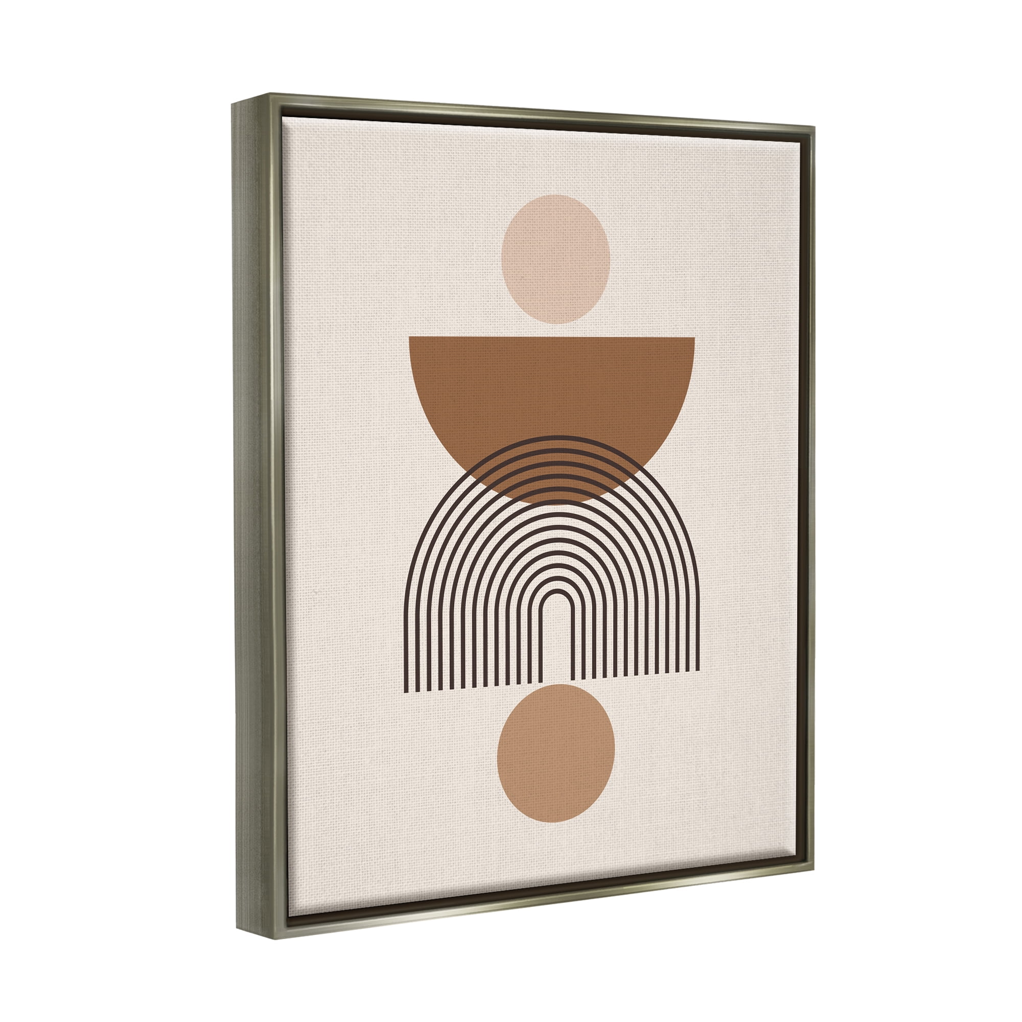 Stupell Industries Brown & Beige Shapes Abstract Painting Gray Floater Framed Art Print Wall Art, 17 x 21
