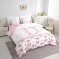 thumbnail image 3 of Feelyou Cute Monogrammed D Twin Bedding Sets 7pcs, Cartoon Bow-tie Bedding Comforter Set, 3 of 8