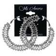 thumbnail image 2 of Silver-Tone Metal Hoop-Earrings With Crystal Accents #LQE4424, 2 of 2