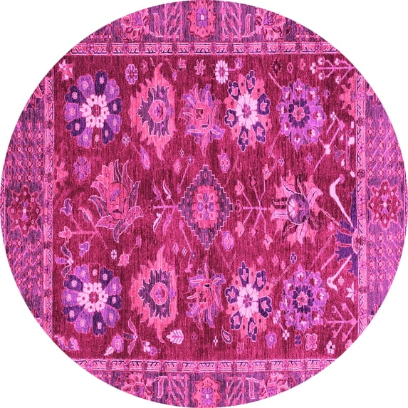 Ahgly Company Indoor Round Oriental Pink Traditional Area Rugs, 6' Round