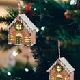 thumbnail image 4 of dajkiuy Christmas Wooden Ornaments, Light up Wood Hanging House Xmas Tree Pendant for Holiday Home Party Decoration, 4 of 6