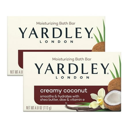 Yardley London Moisturizing Bath Bar Creamy Coconut 4 Ounce - Pack of 2