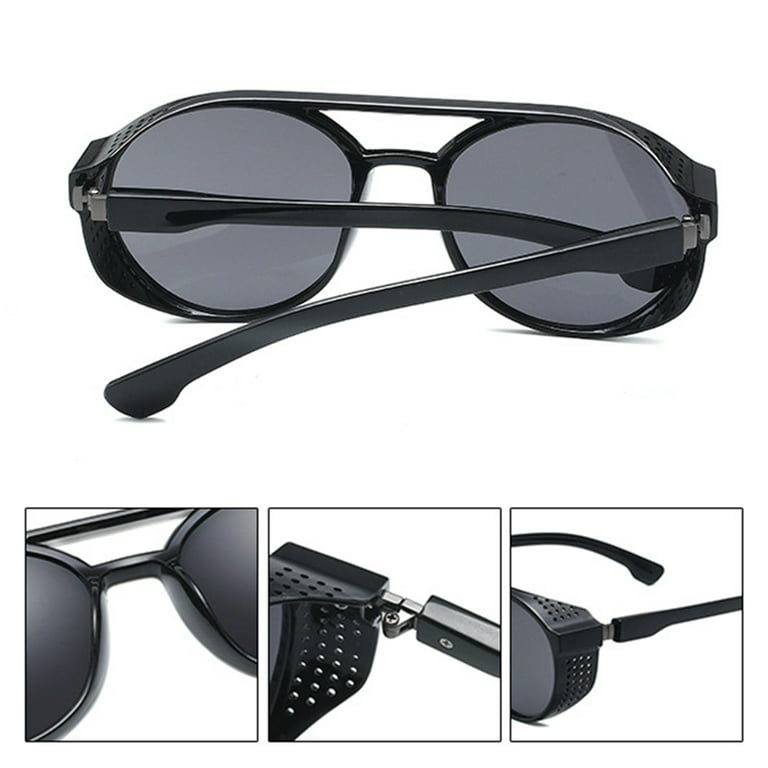 Hevirgo Sun Eyeglasses UV-Resistant Solid Construction Plastic Women Men Sunglasses Retro Punk Eyewear Birthday Gift Black Plastic, Women's, Size: One