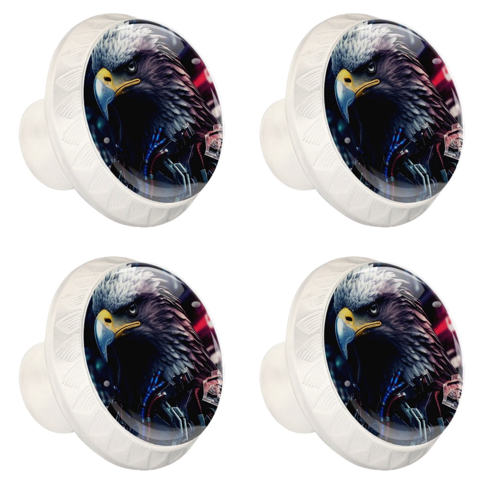 4 Pcs Eagle Knobs for Kitchen Cabinet Cupboard Dresser Bookcase Drawer Pulls Handles Round Home Decor