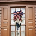 thumbnail image 2 of Patriotic Swag for Front Door, 4th of July Wreath Memorial Day Teardrop Swag with White Blue and Red USA Flag Bow, Independence Day Summer Wreaths Front Door Veterans Day Hanging Decor, 2 of 5
