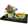 thumbnail image 2 of Serving Tray Large Black Wood Rectangle Food Tray Butler Tray Breakfast Tray with Handles (Large+Small), 2 of 7