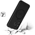 thumbnail image 7 of Designed for Apple iPhone 14 / iPhone 13 (6.1") Foldable Kickstand Camera Protector Dual Layer Hybrid MagSafe Compatible Bumper Magnetic Phone Case Cover - Black, 7 of 7