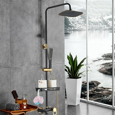 Exposed Shower Faucet System Rain Shower Head Combo 3Function Shower Fixture Set