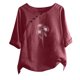 thumbnail image 1 of Blusas de Manga Corta para las Mujeres Impreso Cuello Redondo Camiseta, Top de Algodón de Imitación Casual para el Hogar Y Diario, 1 of 4