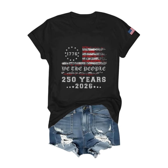 SAATLERI Usa Flag Tee Shirts for Women Vintage American Flag Graphic Print Tshirts Patriotic Shirt 4th Of July Tee Tops