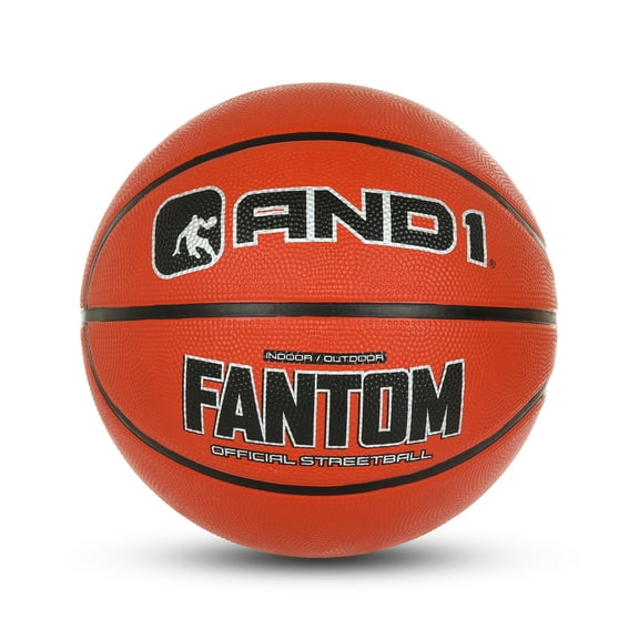 AND1 Fantom Street Basketball, Official Regulation Size 7 (29.5 inches), Indoor/Outdoor Use, Orange