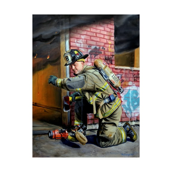Trademark Fine Art 'Lets Go Fire Fighter' Canvas Art by Paul Walsh