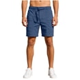 thumbnail image 3 of WIZUTIZ Men's Solid Color Button Zipper Fly Elastic Waist Shorts Pockets Summer Casual Loose Fit Breathable Lightweight Fashion Pants, 3 of 4