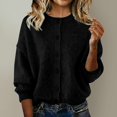 thumbnail image 3 of Holzkary Button Down Cardigans Sweater for Women Loose Crewneck Long Sleeve Knitted Casual Oversize Cropped Pullover Fall Trendy Winter Fashin 2026 Business Casual Sweaters for Women Black 3Xl, 3 of 4