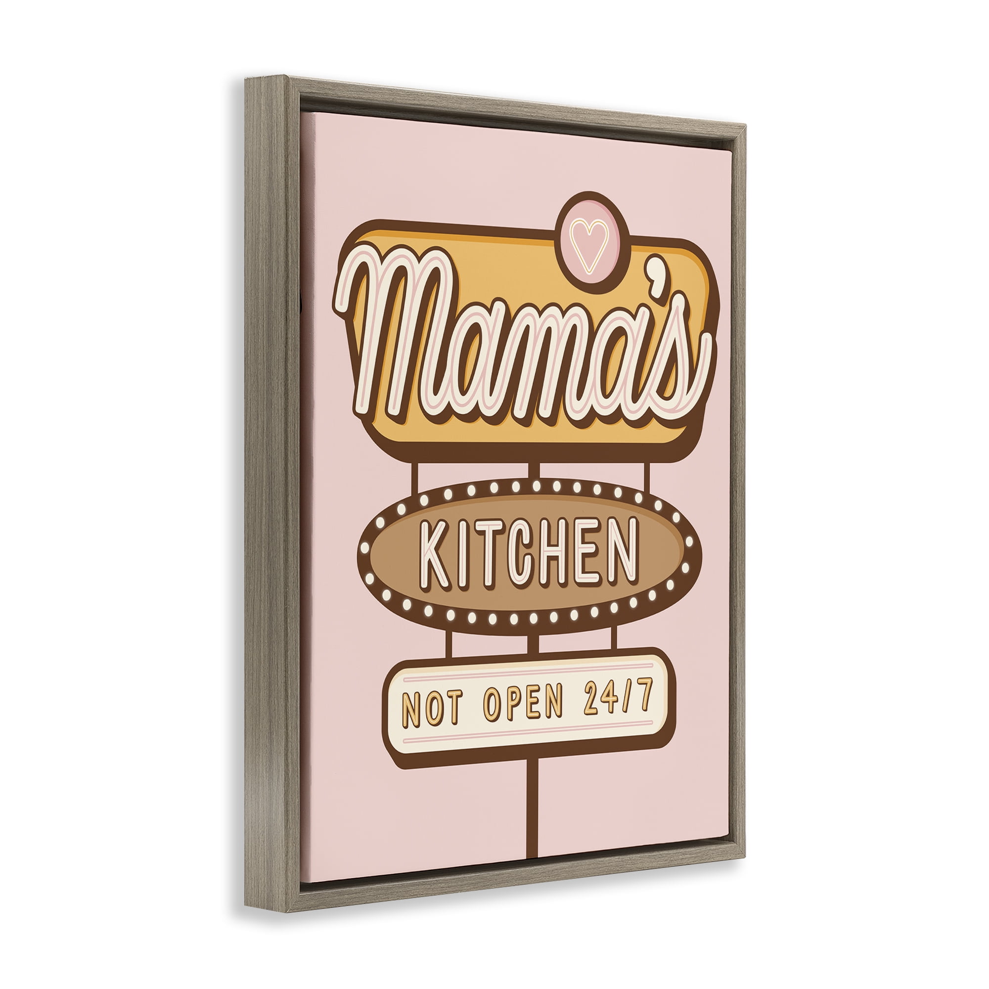 Stupell Industries Retro Mama's Kitchen Text & Numbers Painting Brown Floater Framed Canvas Art Print Wall Art, 25 x 31