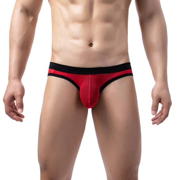 TSADFHJI Manmade Underwear Men Male Underpants Knickers Ride Up Briefs Underwear Pant M Red