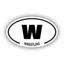 Wrestling W Oval Bumper Sticker 3M Vinyl Decal 3 in x 5 in
