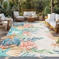 thumbnail image 2 of Summer Ocean Outdoor Rug for Patio/Deck/Porch, Non-Slip Large Area Rug 3 x 5 Ft, Watercolor Coastal Coral Shell Seaweed Beige Indoor Outdoor Rugs Washable Area Rugs, Camping Rug Carpet Runner, 2 of 8