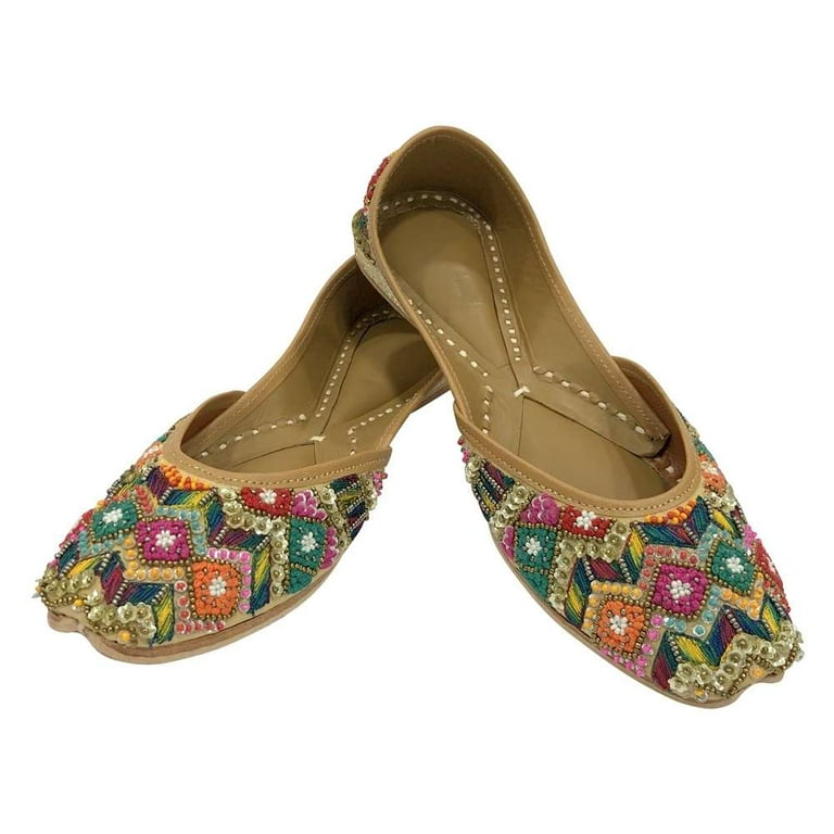 Women Punjabi Juti Handmade Traditional Wedding Ethnic Shoes Flat