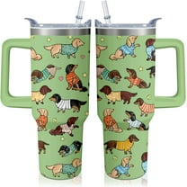 40oz Dachshund Dog Tumbler with Handle and Straw, Cute Stainless Steel Insulated Cup with Lid and Straw, Travel Coffee Mug Water Bottle, Birthday Mothers Day Gifts for Women Men Animal Lovers