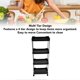 thumbnail image 4 of 4 Tier PP Stainless Steel Widened Rolling Cart with Wheels Storage Trolley for Bathroom Toilet Living Room Kitchen Black, 4 of 4