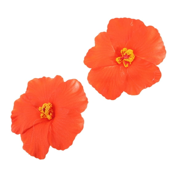 Unique Bargains 2 Pcs Hair Clip Grace Simulation Flower Duckbill Clip Orange