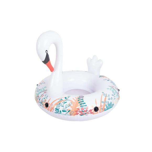 Pathfinder Inflatable 57" 1-Person Unisex Swan Float with Elegant Vine Design and Cupholder