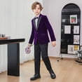 thumbnail image 4 of Boys Velvet Tuxedo Suit Outfit Set – Elegant Formal Wear for Kids Aged 1-14 Years, 4-Piece Ensemble with Bowtie, 4 of 6