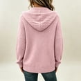 thumbnail image 4 of FENGYOU Womens Zip Up Hooded Cardigan Cable Knit Jacket Loose Casual Long Sleeve Outerwear with Pockets Drawstring Hood Pink XL, 4 of 6