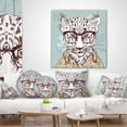 thumbnail image 4 of Designart Hipster Leopard with Glasses - Animal Throw Pillow - 16x16, 4 of 5
